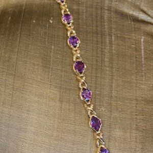 Gold plated over Sterling Silver bracelet-Amethysts stones